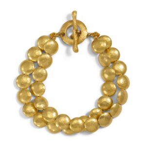 18KY Gold Lentil Bead Double Row Bracelet