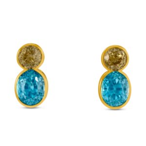 Blue and Yellow Zircon Earrings