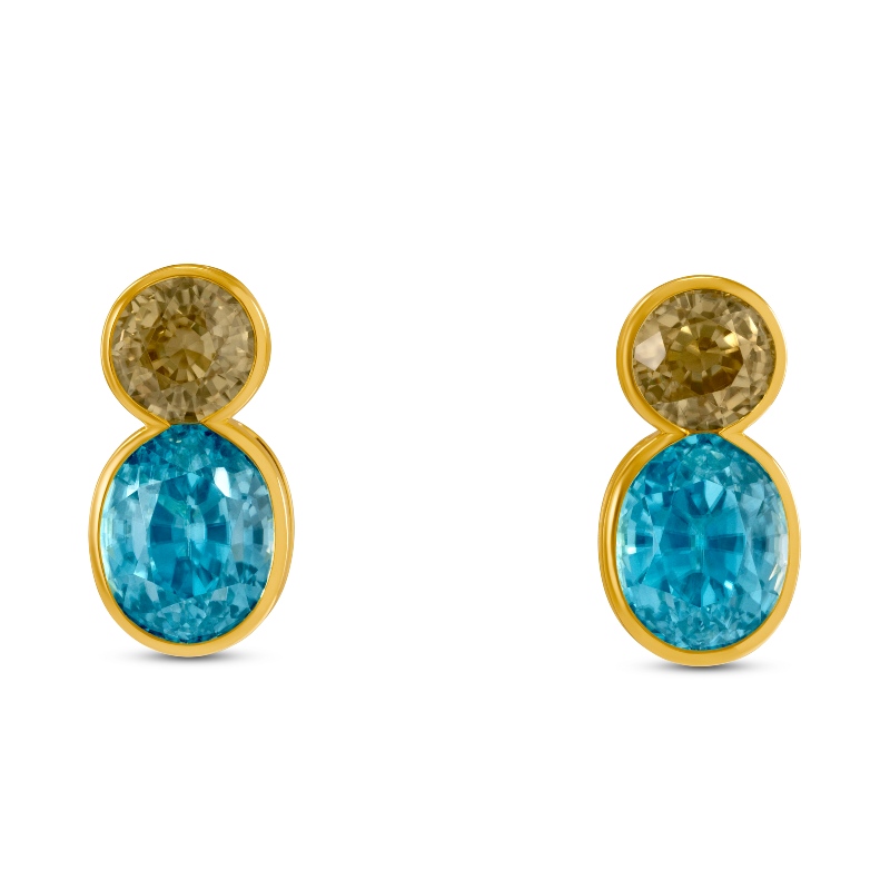 Blue and Yellow Zircon Earrings