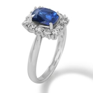 Blue Sapphire and Diamond Ring