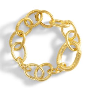 large hammered 18KT yellow gold bracelet