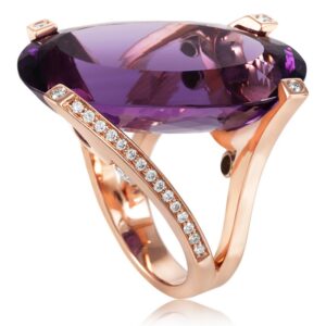 18K Rose Gold Amethyst and Diamond Ring