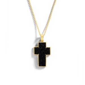 Black Druzy Cross Pendant