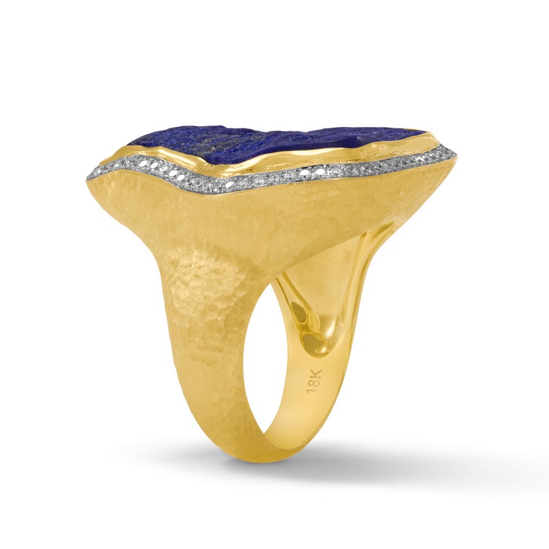 18K Yellow Gold Lapis and Diamond Ring