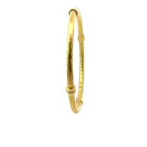 Hammered Gold Bangle with Diamond Accents