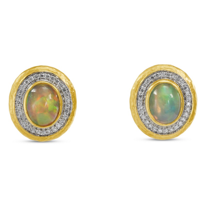 Opal and Diamond Stud Earrings