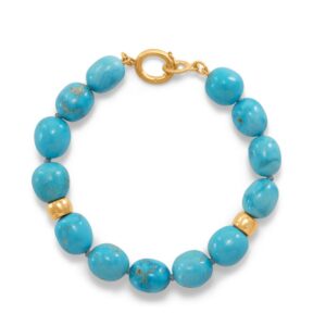 Turquoise and 18kty Gold Bead Bracelet