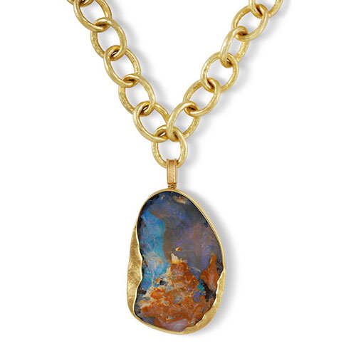 18K Yellow Gold Boulder Opal Enhancer