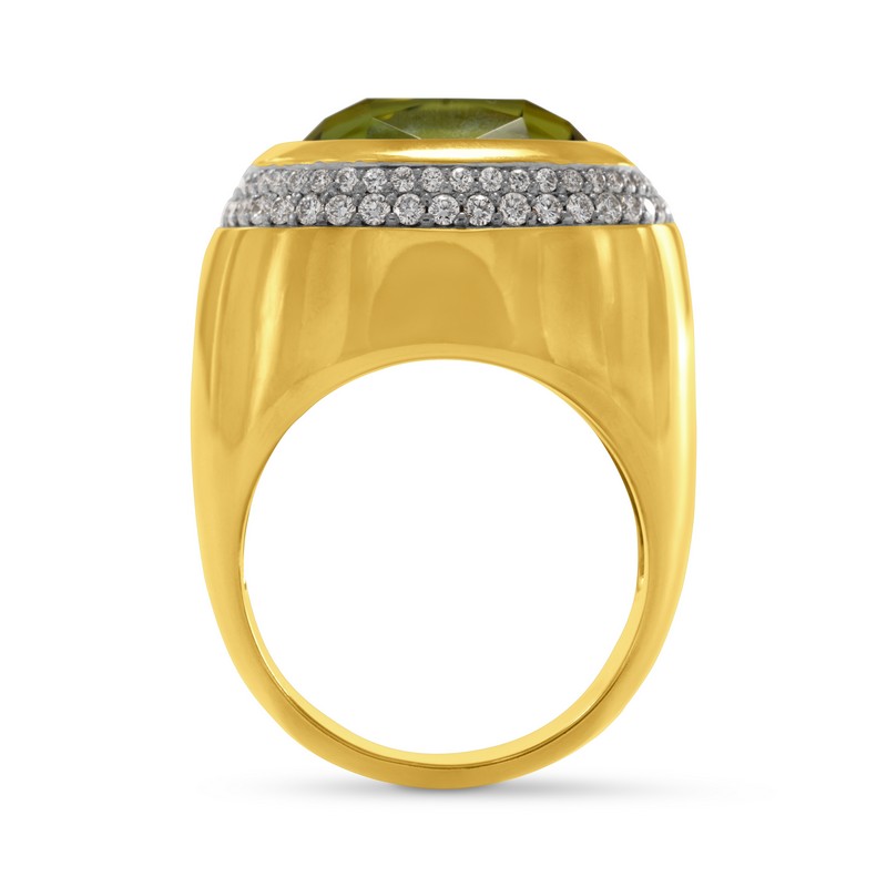 Green Tourmaline and Diamond Ring