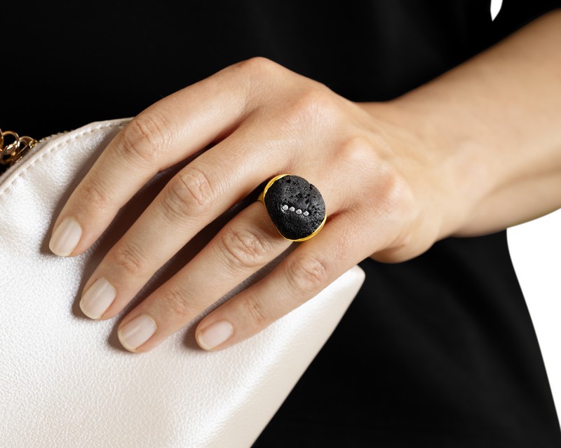 Black Tourmaline Nugget Ring