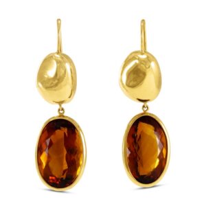 Citrine and Gold Bead Earrings
