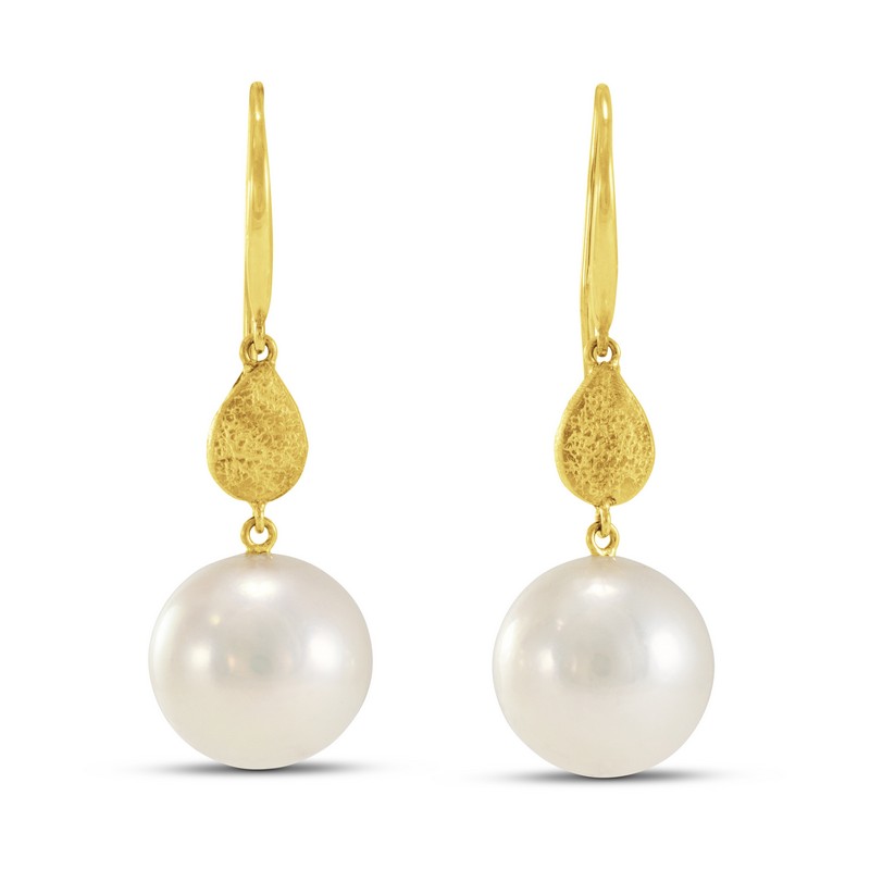 Freshwater Pearl and Gold Bead Earrings