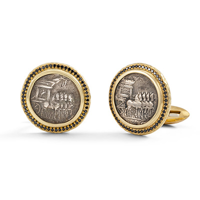 ancient coin cufflinks in gold
