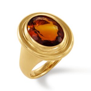 close up view of a Madeira Citrine Ring